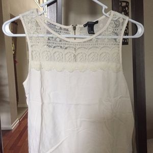 White Tank Top with Lace Detailing